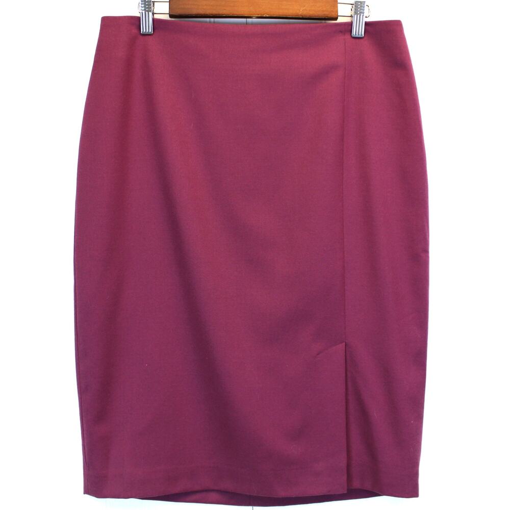 Talbots Womens 10 Italian Flannel Pencil Skirt Vintage‎ Raspberry Pink Wool Slit